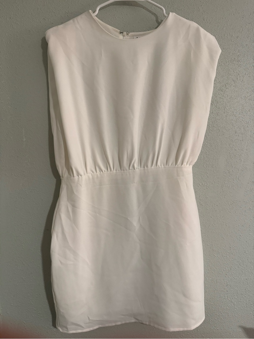 TCEC Boutique White Mini Dress with Shoulder Pads